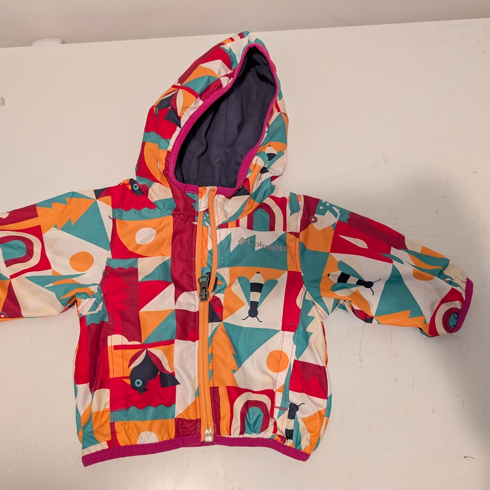 Columbia 0-3 Baby Girl Jacket Colorful Geometric Patterned Jacket